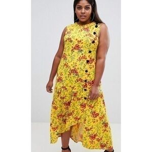 ASOS Yellow Floral Midi Tea Dress